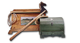 trunk, box and hobby horse